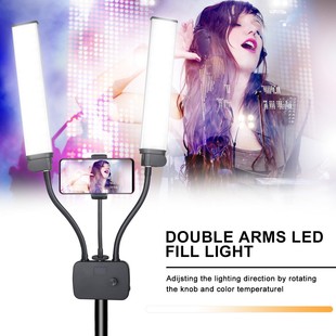 Factory Direct Sales Led 2 Arm Tube Photography Light Internet Celebrity Live Broadcast Mobile Phone USB Beauty Still Life Shooting Always Bright Fill Light