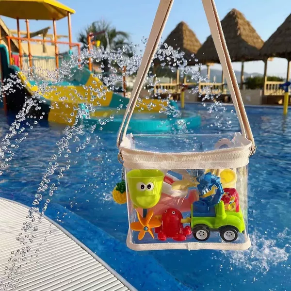 ins Korean Shoulder Children's Transparent PVC Crystal Beach Swimming Travel Photo Toy Snack Storage Crossbody Bag