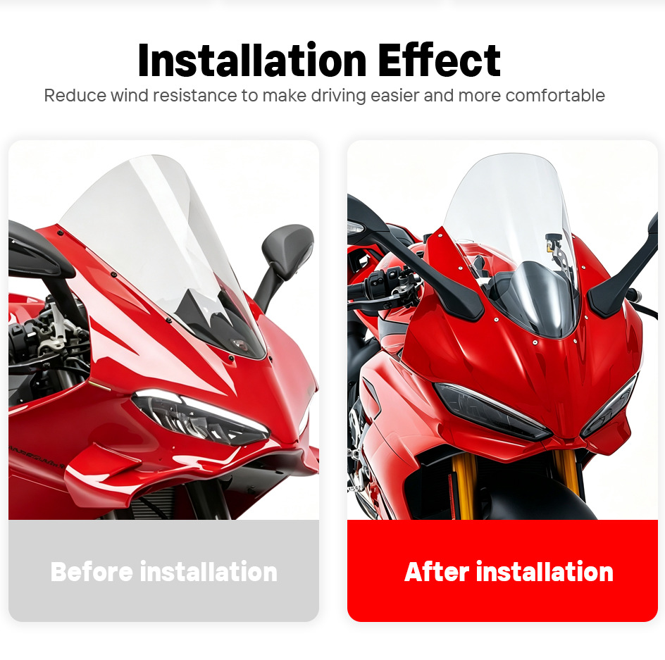 Suitable for Ducati Panigalev2 Modified Windshield, Heightened Racing Windscreen Glass Visor 25-26