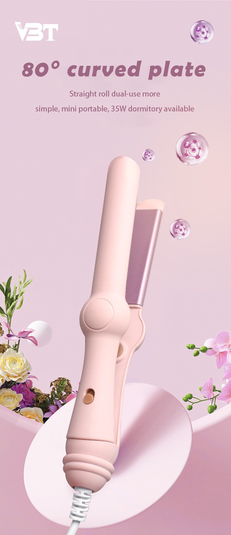 4-in-1 haarstylingtool voor droog en nat haar: krul- en stijltang. Zachte, constante temperatuurregeling voor naar binnen gekrulde, luchtige pony._voghion.com