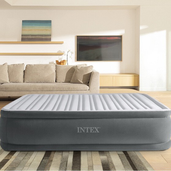 American INTEX67770 luxury built-in electric pump gray and white double-layer enlarged line pull air bed flocking air mattress