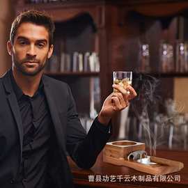 跨境木质烟灰缸杯垫威士忌杯托酒杯架抽屉雪茄烟灰缸雪茄烟灰缸