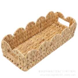 跨境厂家草编收纳筐家居装饰储物收纳盒葫芦草手工编织扇贝收纳篮