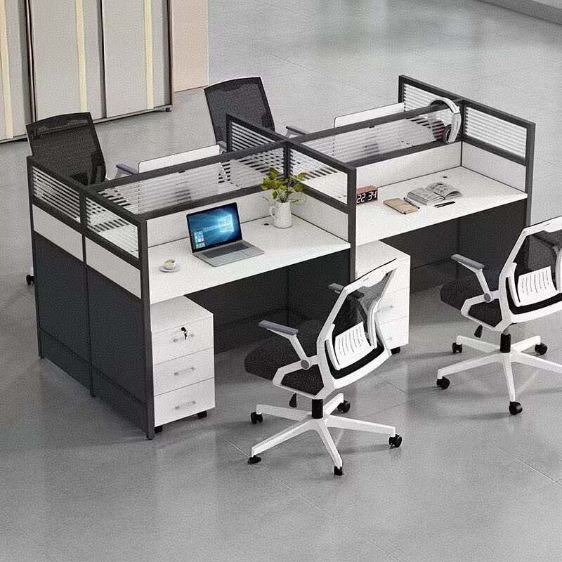 Staff office desk and chair combination, 4-person workstation with screen partition, simple modern cubicle desk, 6-person computer desk