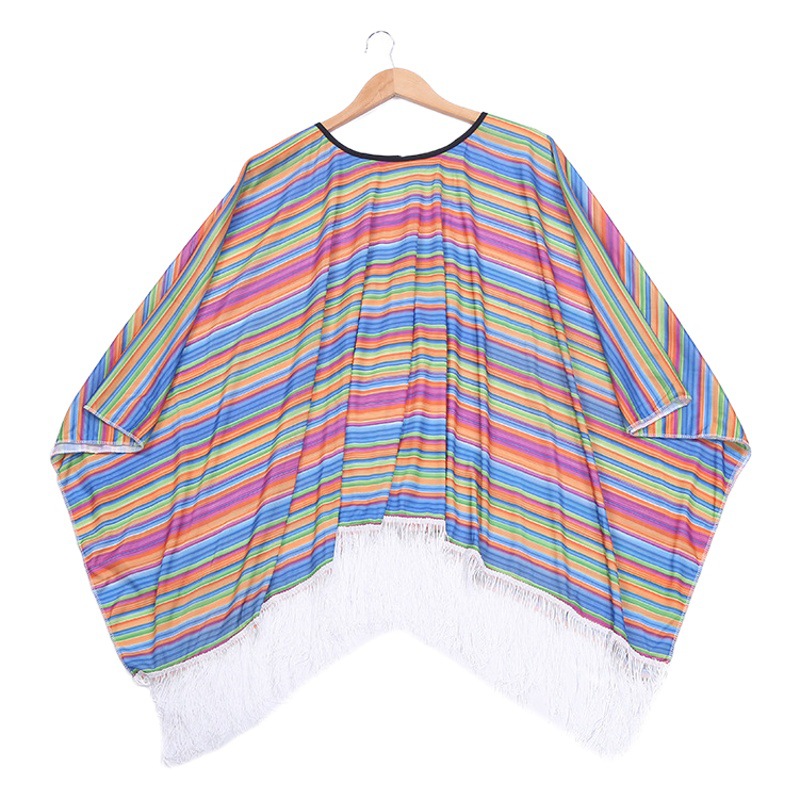 Fuente fabricantes fiesta cos Halloween traje mexicano capa color rayas rendimiento ropa al por mayor