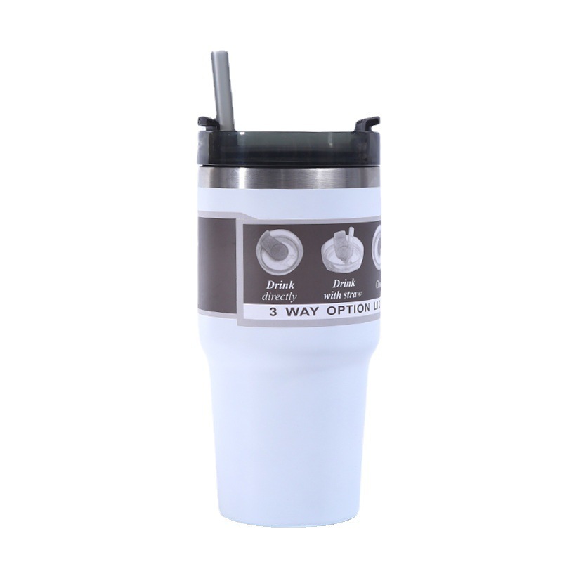 Vaso térmico de acero inoxidable 20/30oz aislamiento al vacío con pajita portátil para coche y viajes