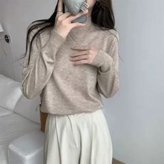 韩版半高领针织打底衫女秋冬季时尚洋气修身显瘦内搭毛衣百搭上衣