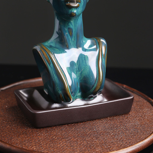 Cross-border ceramic European and American beauty statue backflow incense burner creative beauty sandalwood cigarette backflow incense burner home furnishings