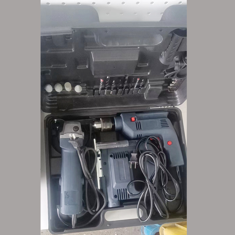 通用型13mm手电钻 打磨机 冲击手电钻角磨机 砂光机三件套带塑盒