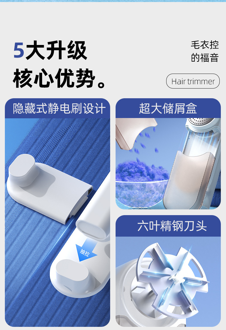Grenzüberschreitender digitaler Haushalts-Fusselentferner mit Akku, tragbarer Fusselrasierer für Kleidung, Lagerbestand