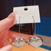 Advanced long design matte earrings heart shaped, high-quality style, trend of season, light luxury style