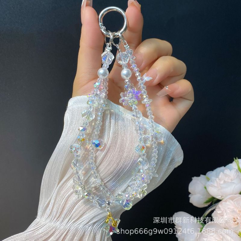 双链水晶花束五角星吊坠手机挂链包包钥匙扣短款手腕挂绳女款外贸|undefined