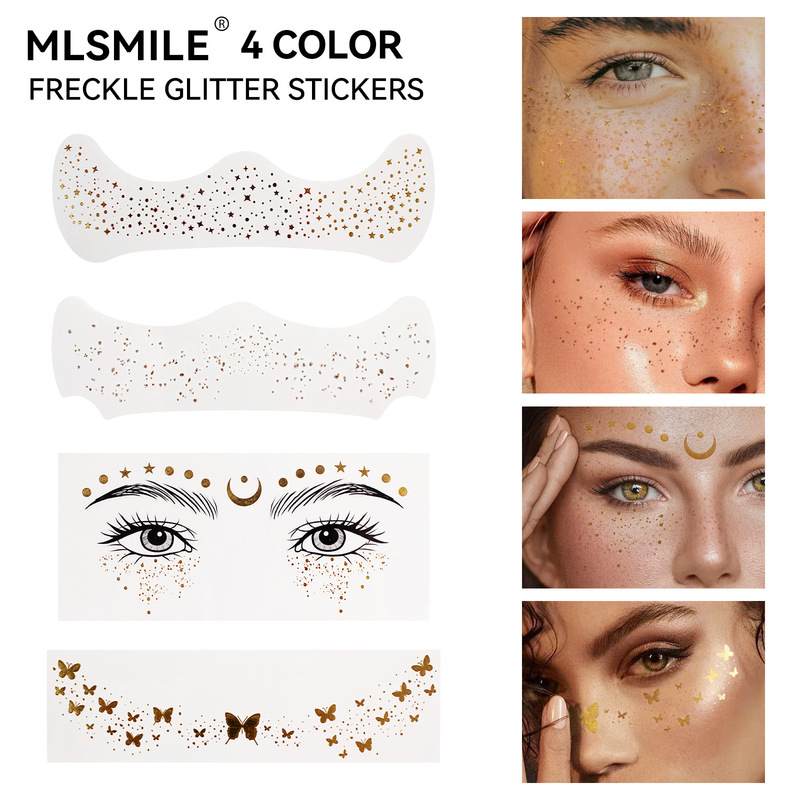Cross-border Freckles Stickers Amazon Explosions Hot Stamping Silver Star Moon Face Stickers Waterproof Sweat-proof European and American Freckles Tattoo Stickers