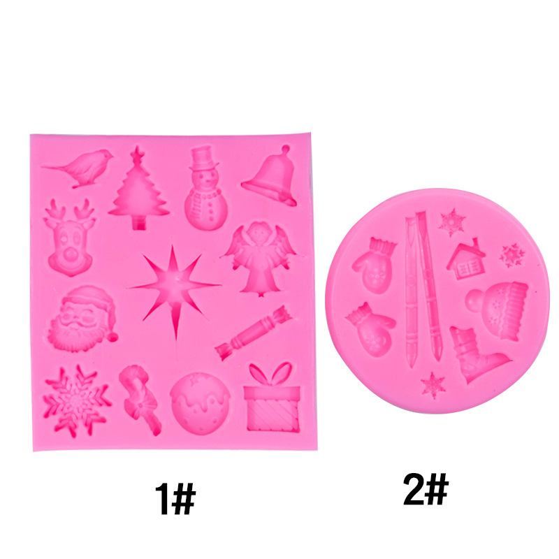 Invierno copo de nieve guantes sombrero silicona molde DIY regalo Navidad muñeco chocolate decoración la torta