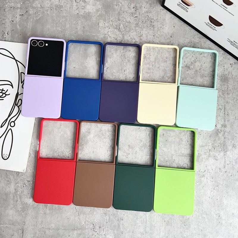 ins ソリッドカラーの肌の感触の大きなウィンドウ Samsung Galaxy ZFlip 30% off スタックスクリーンビジネス落下防止携帯電話ケースシンプル|undefined