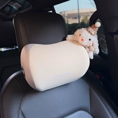 New model rabbit-shaped memory foam Waist support - drivers-seatkhaki-rabbit-headrest