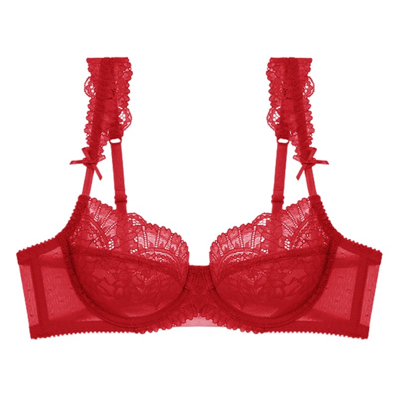 Traje de ropa interior de deseo puro transfronterizo, pecho pequeño, sujetador de encaje sexy cómodo y transpirable, sujetador francés hueco ultrafino