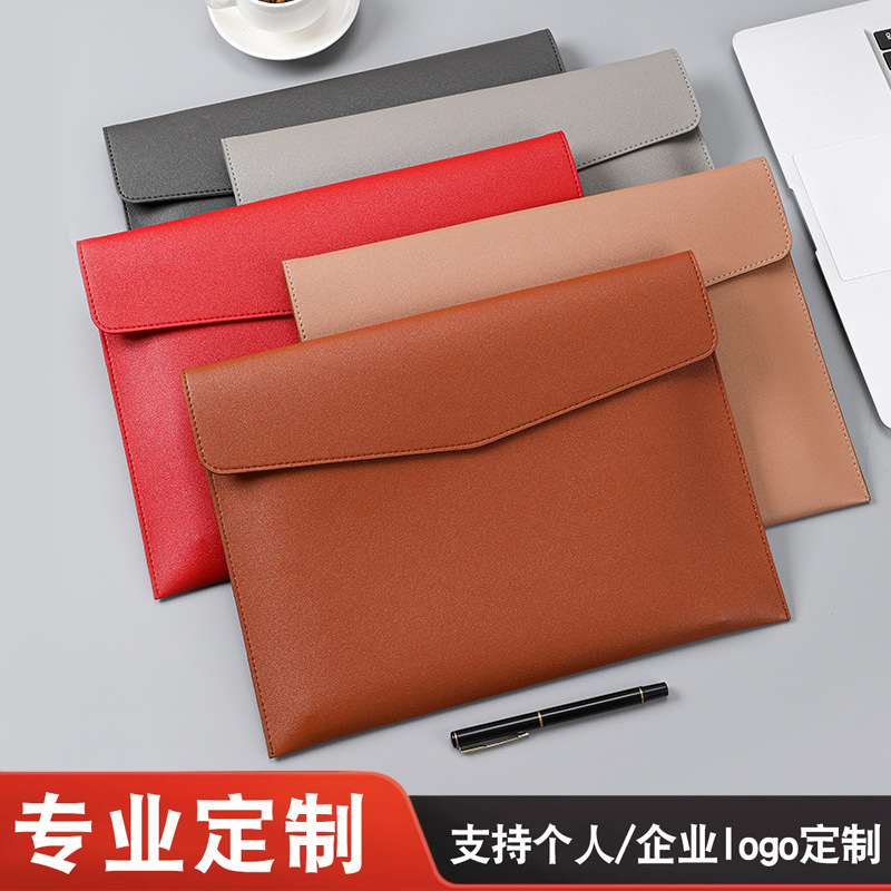 A4 Business Leather Document Bag Pvc Waterproof Magnetic Buckle Storage Document Bag Office Document Bag Can Print Logo