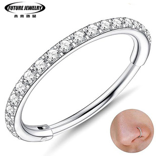 stainless steel puncture jewelry 0.8 zircon nose earrings ring seamless nose ring multifunctional ring unisex