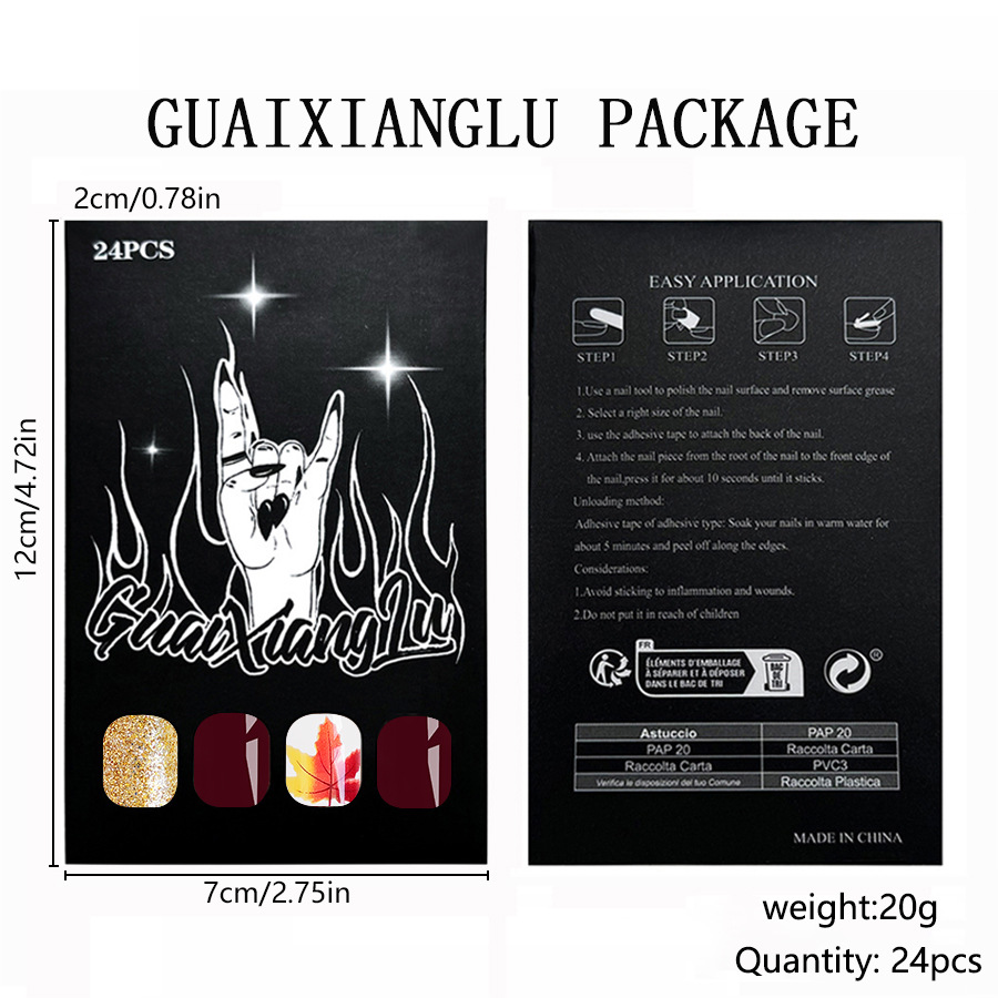 Short bright square armour Europe and the United States cross-border trade solid color glitter autumn and winter multi-color maple leaf detachable wea_voghion.com