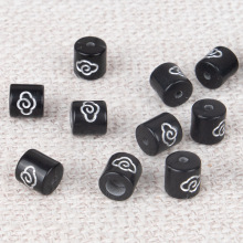 仿黑檀木鼓珠大小孔镶银丝祥云隔珠DIY饰品配件檀木散珠项链绳配