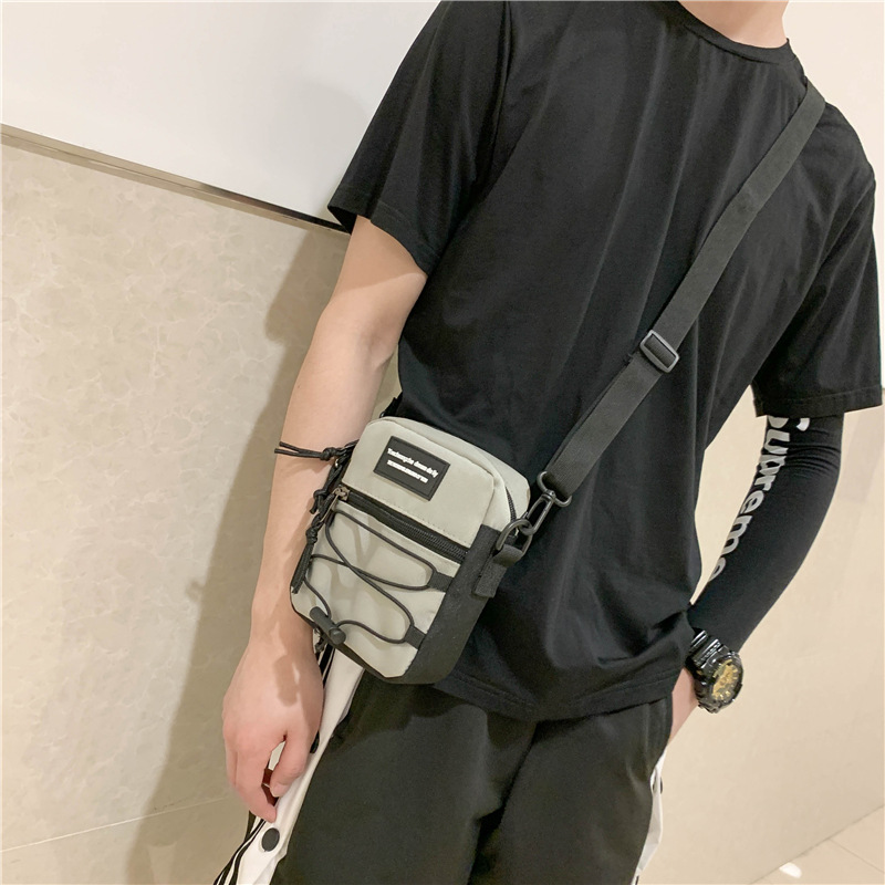 67g Weight Zipper Closure Type Single Shoulder Strap Strap Type Crossbody Bag Bags Type Nylon Material Letter Pattern Streetwear Style Square Shape Khaki, Light Grey, White, Black Color Small Size Small Nylon Letter Streetwear Square Zipper Crossbody Bag 57