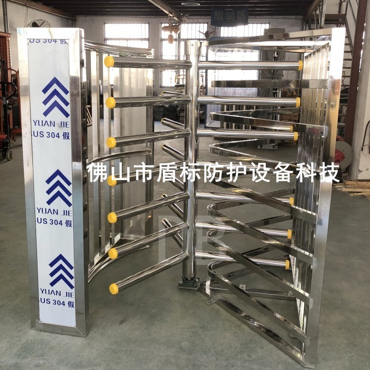 盾标防护生产不锈钢半高旋转通道道闸 单向手推十字栅栏回转闸門