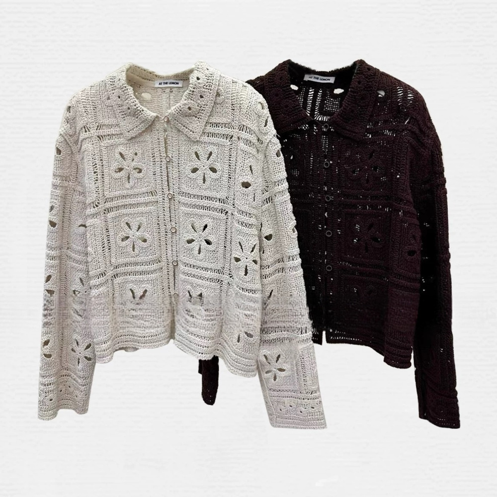 法式复古风钩花针织衫女2025秋季新款高级感百搭长袖上衣小衫