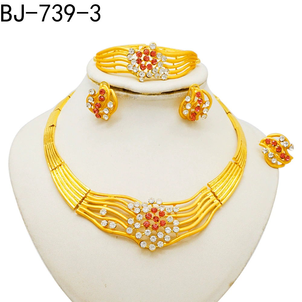 24K золото роскошный женский набор украшение серьги колье золоченое Ближний Восток Африканская свадьба вечернее украшение украшение
