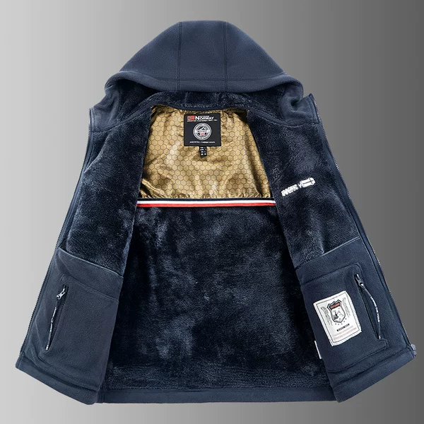 Cross-Border Popular Cardigan Loose Casual Sports Fleece Jacket Graphene Double-Sided Fleece Men's Jacket