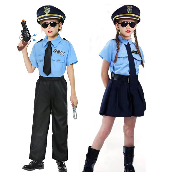 Halloween Costume Cute Girl Little Police Game Cos Officer Uniform Short Sleeve Police Dress Cosplay Dress