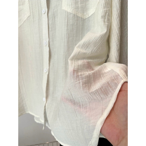 White Hooded Sun Shirt Women 2025 Summer Tencel Long Sleeve Casual Shirt Loose Blouse Thin Cardigan