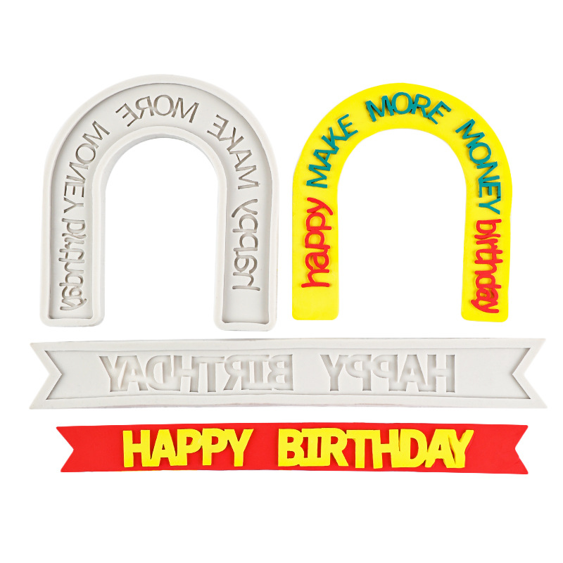Hong Kong estilo Tema de ocho vías fortuna pastel tarjeta pastel decoración feliz brihtday banner molde de silicona