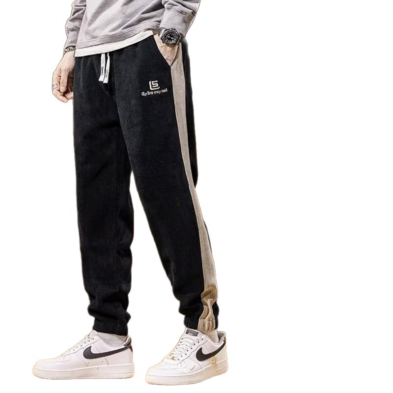 Camisas menos ropa de otoño y invierno para hombres pantalones largos sueltos con terciopelo grueso calentamiento pantalones deportivos sueltos ociosos