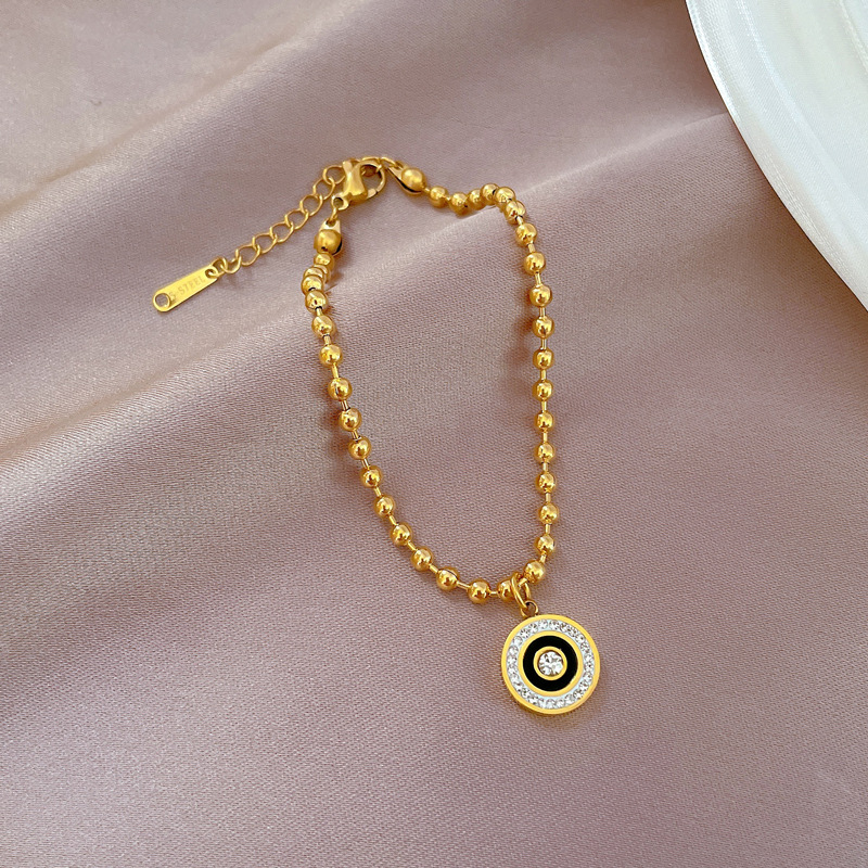 Bracciale a catena con perline in acciaio titanio anello romano donna_voghion.com