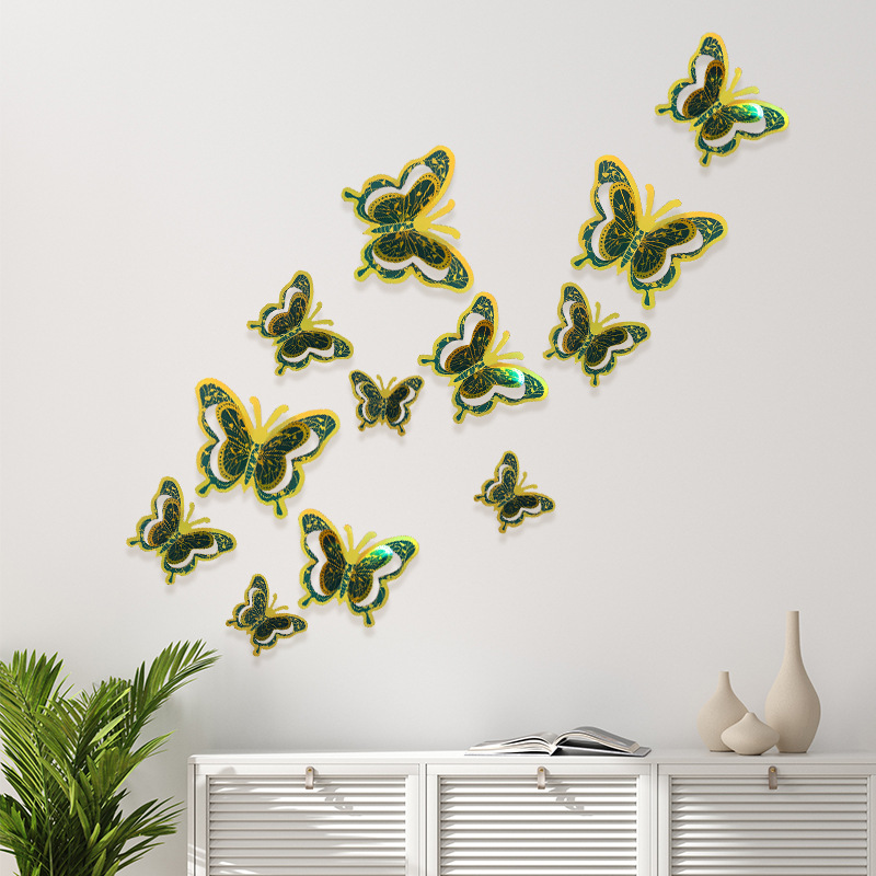 Stickers muraux 3d papillon doré décoration adhésive maison_voghion.com