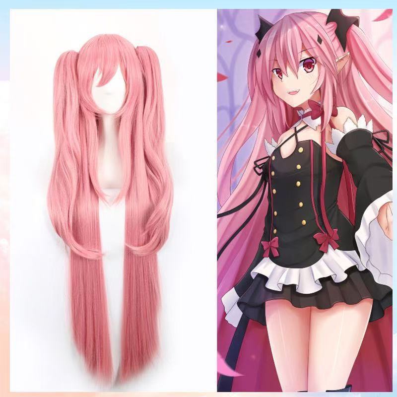 Seraph of the End: Kuruu Kureishi Cosplay Wig Pink Double Ponytails Realistic Scalp Top Anime
