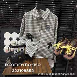 丽蓓童装 中童格子衬衫 刺绣贴标洋气百搭110-150码 26年春款 xmf