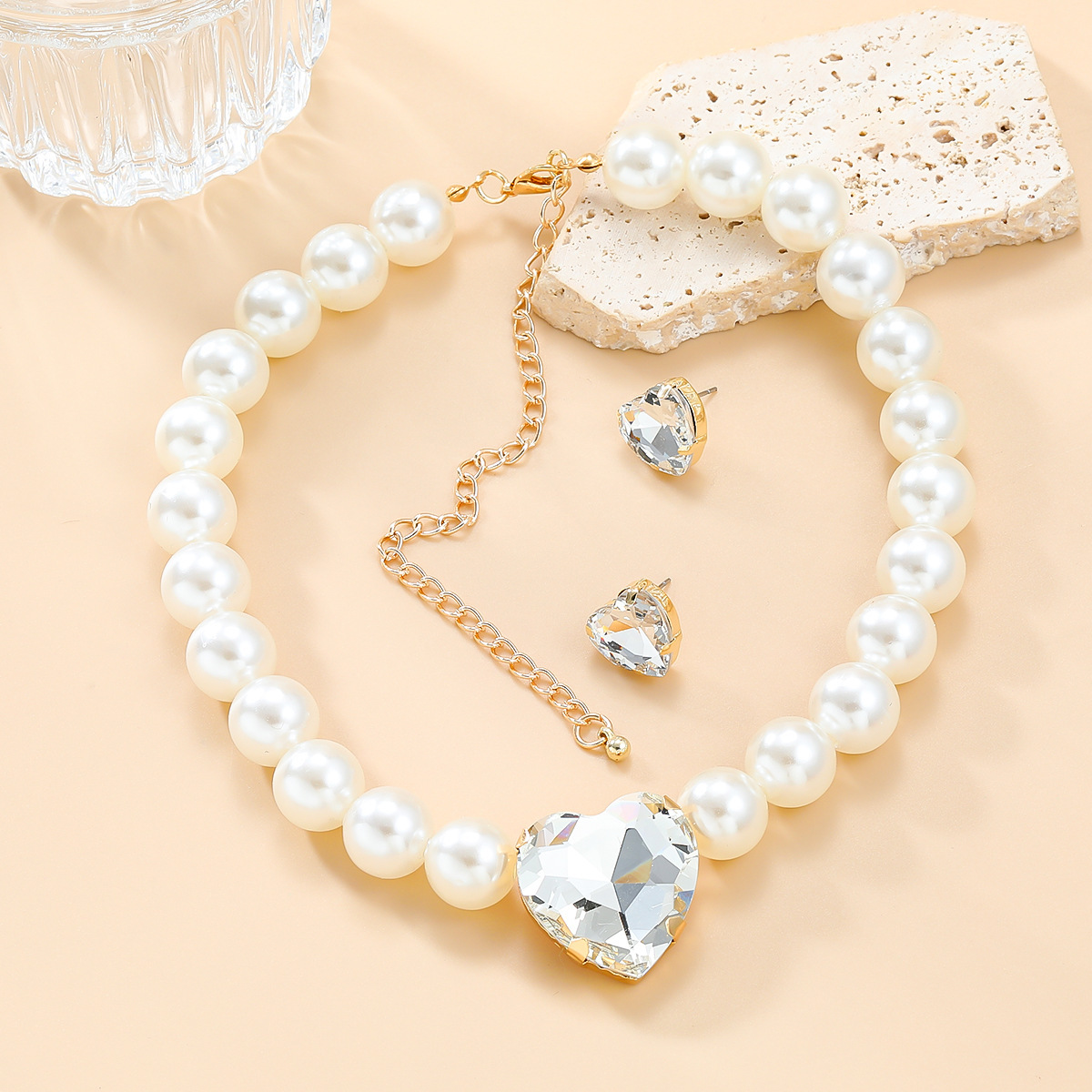 Perlenhalskette Und Ohrring Set Für Bräute Eleganter Schmuck_voghion.com