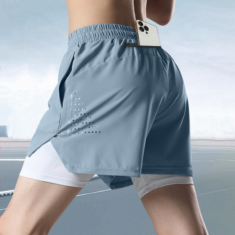 Pantalones cortos deportivos para hombres para correr se pueden poner en el teléfono móvil entrenamiento profesional de atletismo de verano secado rápido pantalones de calzoncillos