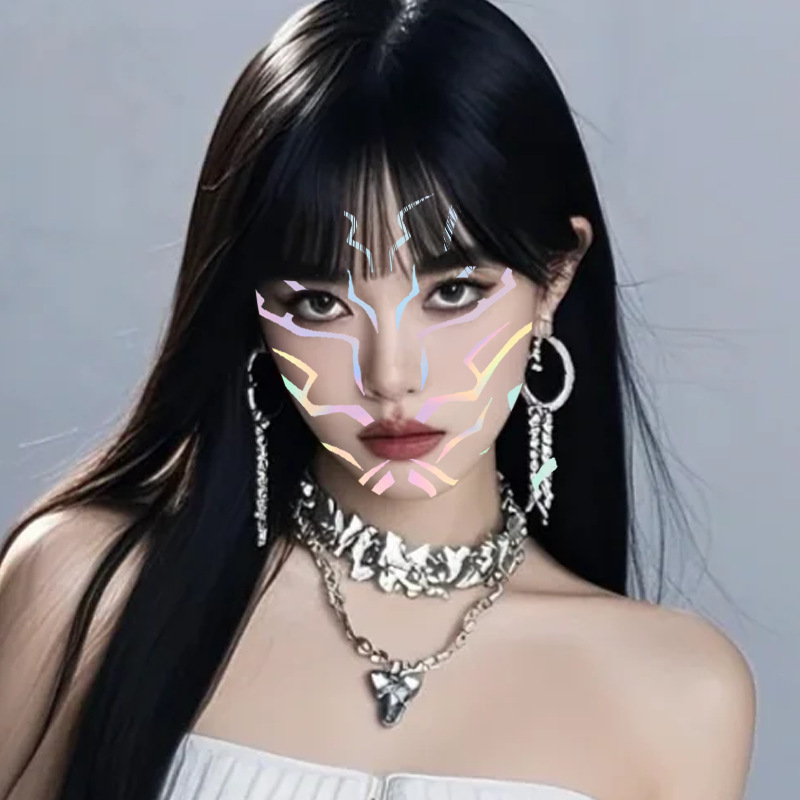 猎魔女团烫金镭射纹身贴鲁米cos妆容人脸妆容纹身贴|undefined