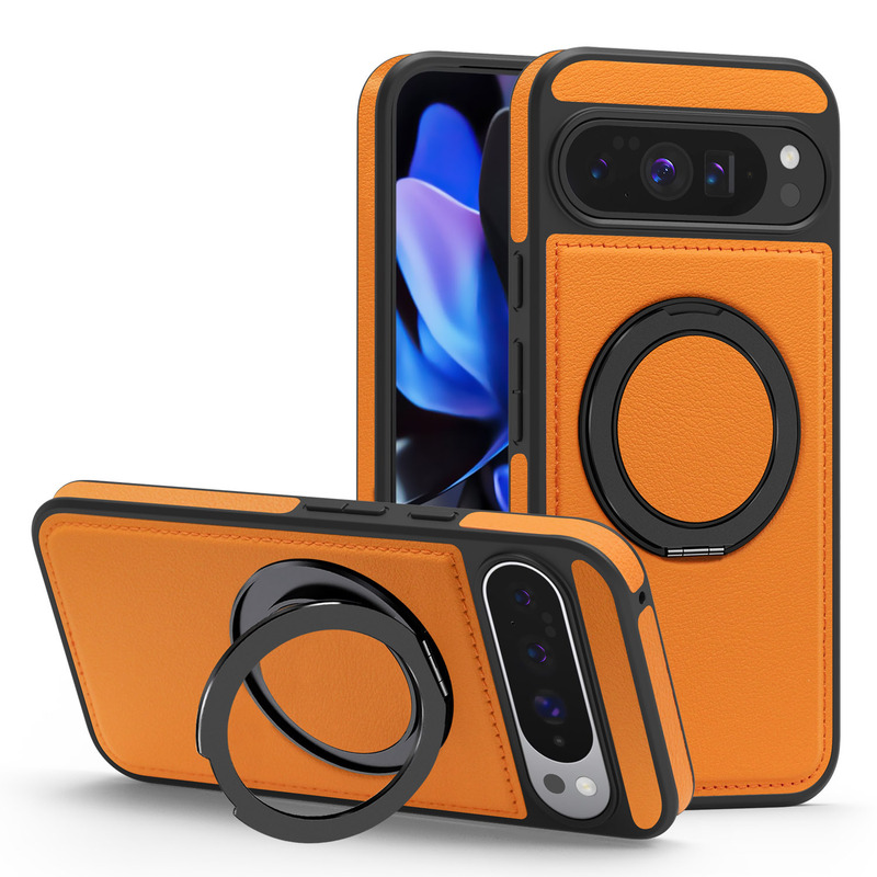 适用谷歌pixel10ProXL磁吸手机壳旋转支架Goolge pixel9A皮革防摔|undefined