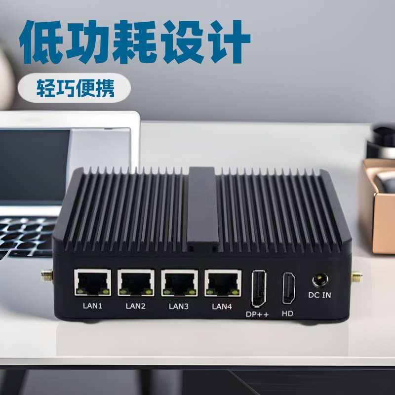 Hot sale 12 generation four-port micro industrial N100 J6412 low power soft routing mini industrial computer host