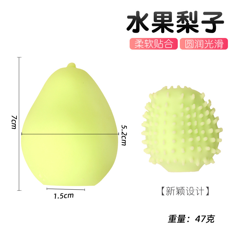 Fruit-Shaped Manual Masturbator Cup, Soft TPE Sleeve, Peach Banana Pear Melon Designs — detail image 2
