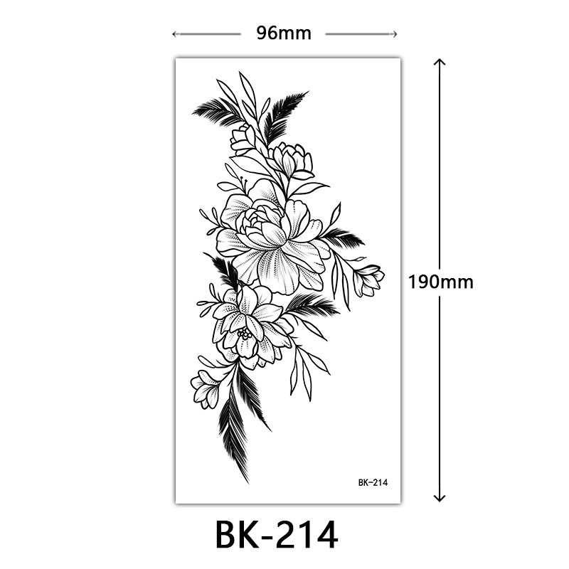 Tatuaje Temporal de Flores Boceto de Papel de Transferencia al Agua, Impresión por Transferencia de Agua, para Cuerpo image 220