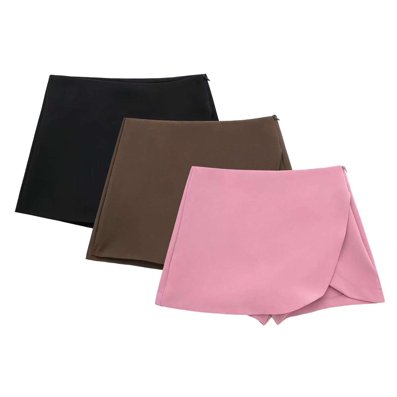 Women's Skirt Shorts High Waist Solid Colour Slit Versatile Style_voghion.com