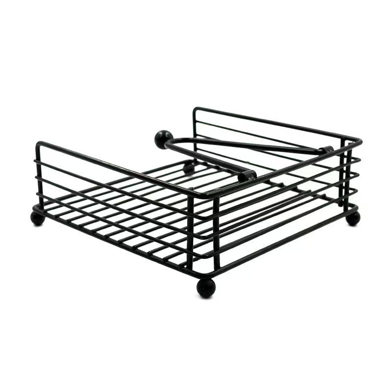 Nordic creative style square napkin holder iron wire napkin holder kitchen Western food hotel tissue holder tray home