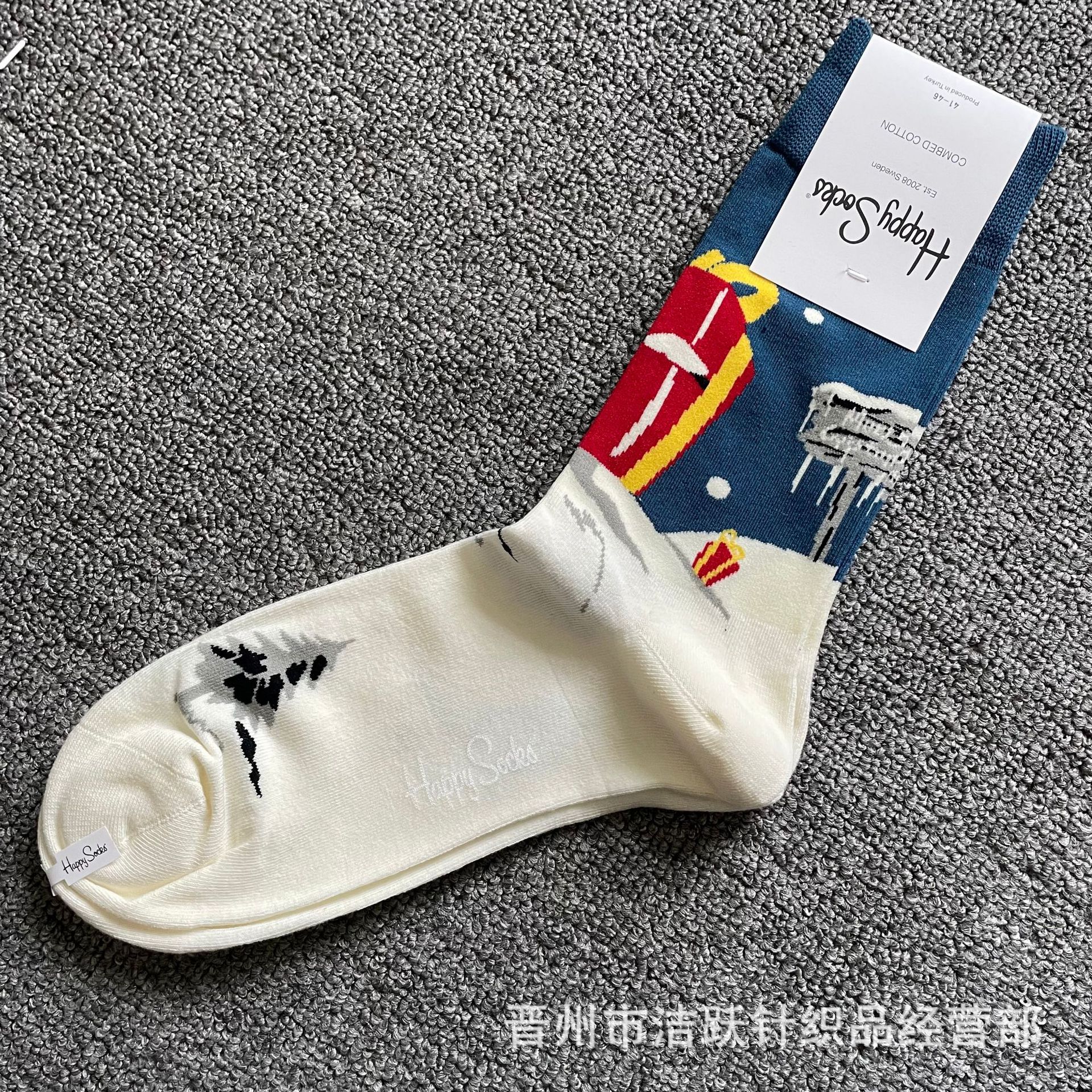 Happy socks新品高品质ハイレザー男性ソックススウェーデンコットンソックスファッションソックスカップルinsロング美脚ソックス