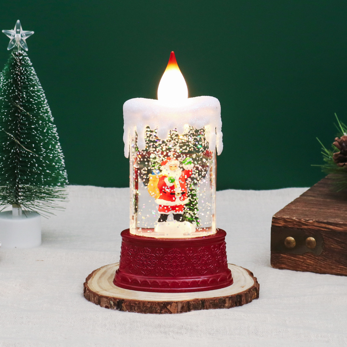 Nuevo agua de Navidad lámpara de vela luminosa lámpara de viento decoración de Santa Claus pequeño regalo de árbol de Navidad