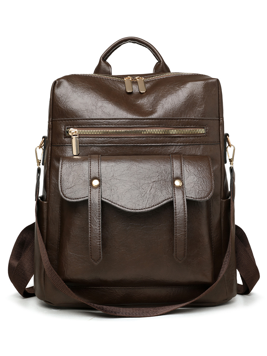 Mochila de cuero suave de comercio exterior transfronterizo para mujeres nuevo estilo retro moda británica universal mochila roja PU ocio de mediana edad